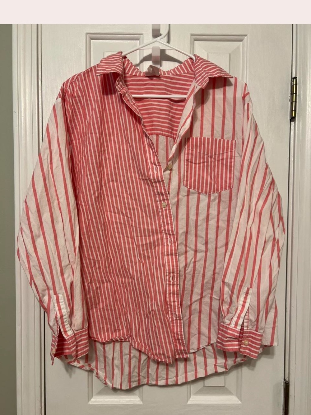 GAP Pink and White Striped Button-Down Shirt